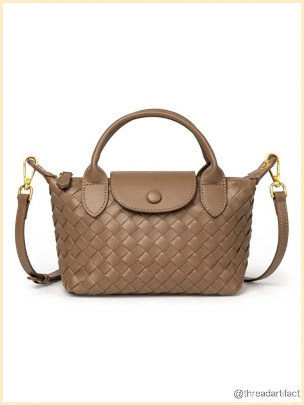 Hand Woven Vegan Leather Mini Crossbody Bag Dumpling Bag Top Handle